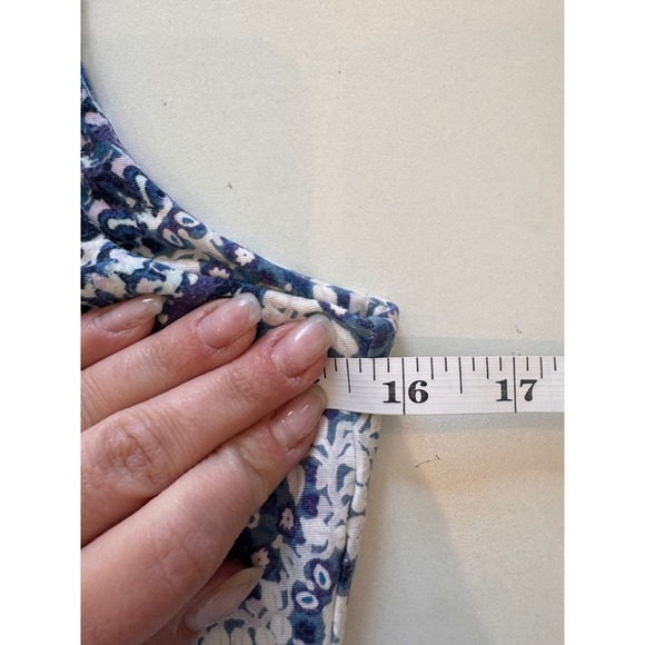 Athleta Blue White Paisley Print V Neck Sleeveless Micro Modal Dress XS - Picture 4 of 8